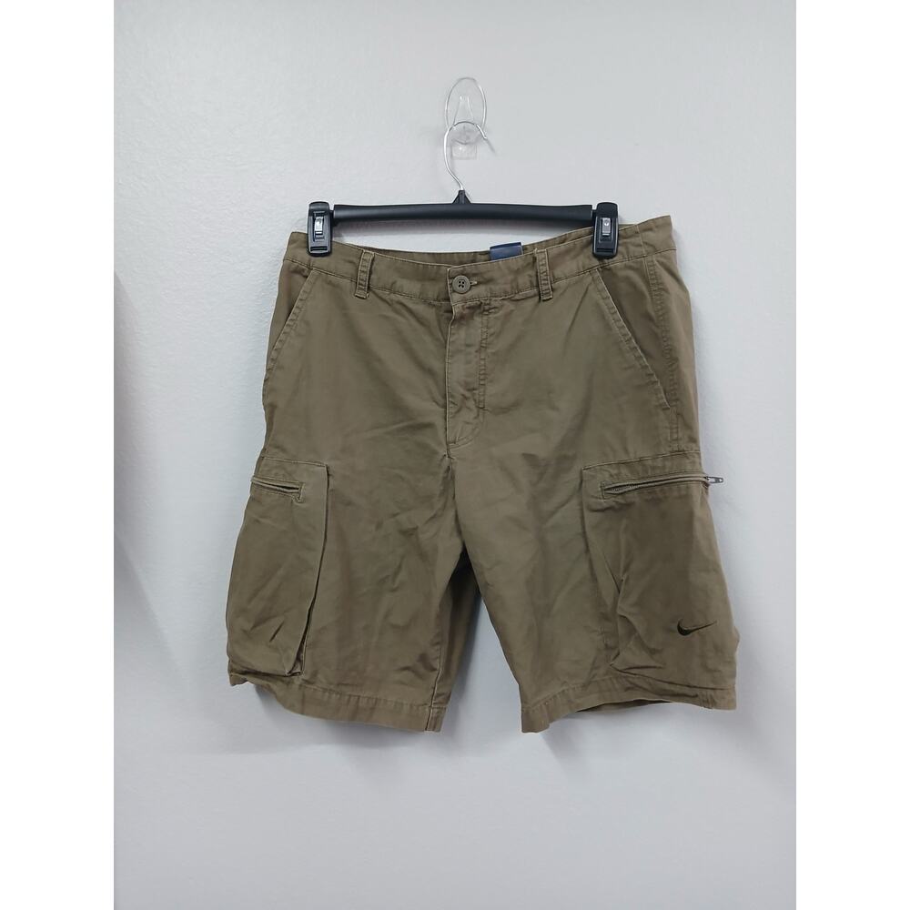 Nike Ripstop Cargo Shorts Mens 34 Green Embroidered Swoosh Blue